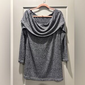 Anthropologie Heathered Gray Cowl Neck Top